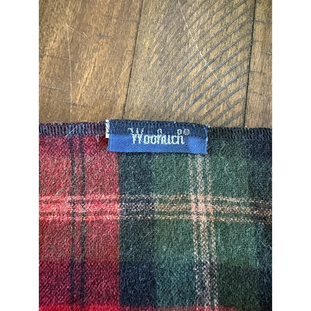 VTG Woolrich Red Green Black Tartan Plaid scarf Wool Old Money Equestrian Long